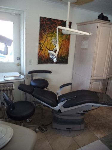 Adec delivery system, dental ez chair, pelton crane light and stools for sale
