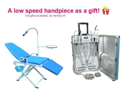 Dental portable turbine unit handpiece air compressor 4h and new portable chair for sale
