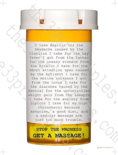 Massage Therapy Poster stop the drug abuse FREE SHIPPING!!!!!