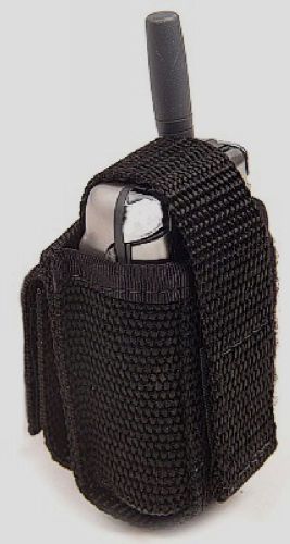 Micro cell phone pouch with clip. heavy black nylon, Brand New with Tags