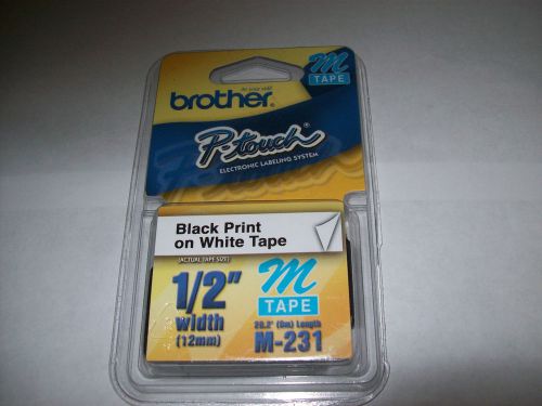 Brother M231 1/2-Inch Black on White Tape for P-Touch Labeler (Brand NEW)