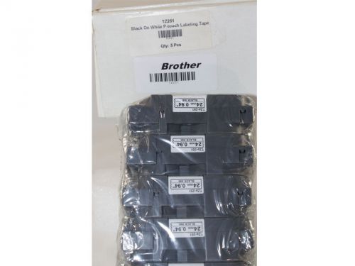 Brother tz251  p-touch tapes (5/pack) black print on white tape for sale
