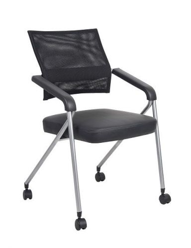 B1806 BOSS BLACK MESH TRAINING CHAIR WITH PEWTER FRAME (2 PCS PACK)