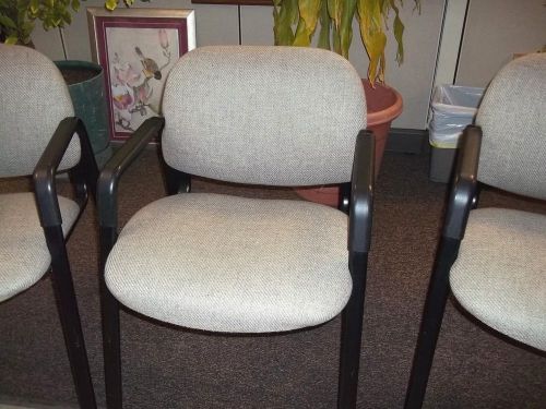 Three (3) Hon Office Chairs with Arms, Sturdy, Gray Cloth Covered. Price = All 3