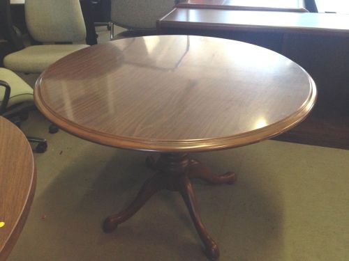 TRADITIONAL STYLE ROUND TABLE by KIMBALL OFFICE FURN WALNUT LAMINATE TOP 42&#034;DIAM