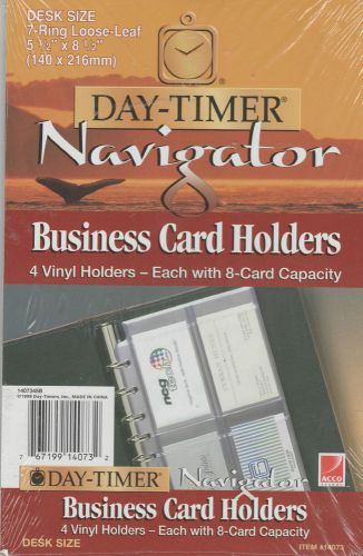 Day-Timer Navigator Business Card Holders 4 Vinyl Holders Each with 8-Card Cap.