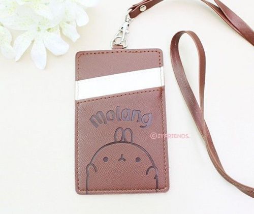 Molang Lovely Cute rabbit Bunny Brown Necklace Card Case Card Wallet