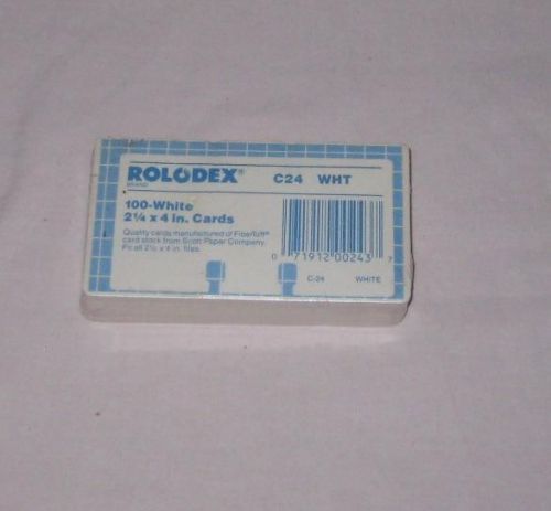 NOS Genuine Rolodex White Cards 100 2 1/4 x 4 C24