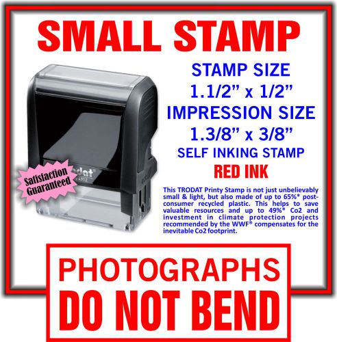 &#034;PHOTOGRAPHS DO NOT BEND&#034; Self Inking Rubber Stamp in Red Trodat 9411 Stamper