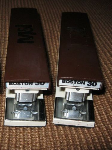 Lot (2) desktop stapler (s) boston 50 heavy duty 1960 retro staplers 7a06 for sale