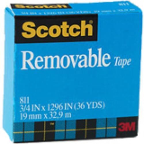 Scotch magic 811 removable tape - 0.75&#034; width x 1296&#034; length - 1&#034; core (8112pk) for sale