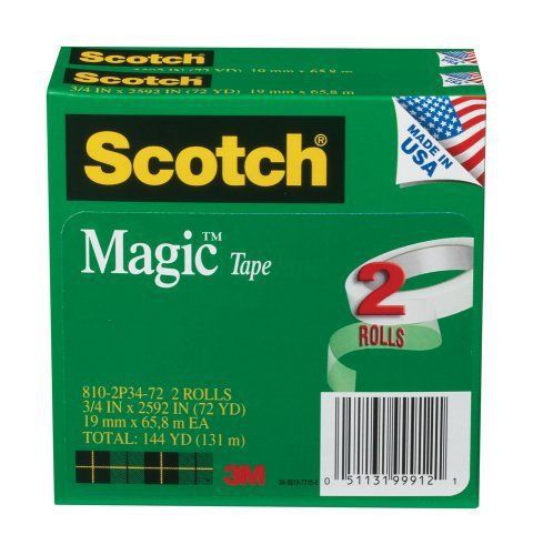 NEW Scotch Magic Tape  3/4 x 2592 Inches  2-Pack (810-2P34-72)