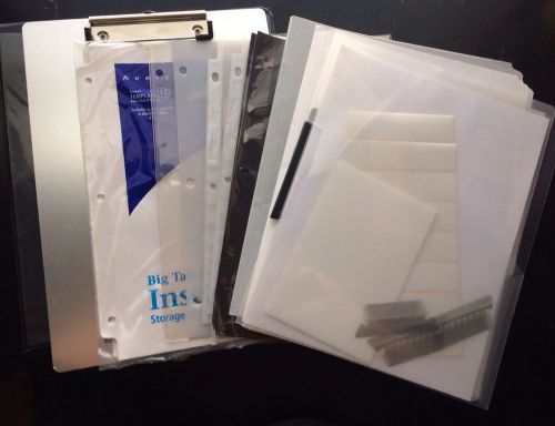 Black  binder w/ avery &amp; pendaflex office supplies folders dividers clips etc for sale