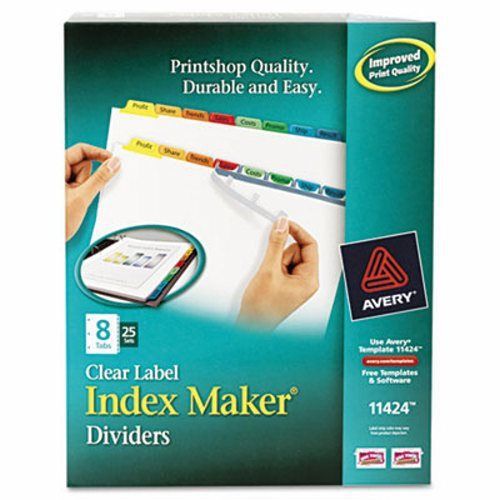 Avery Index Maker Divider w/Multicolor Tabs, 8-Tab, 25 Sets per Box (AVE11424)