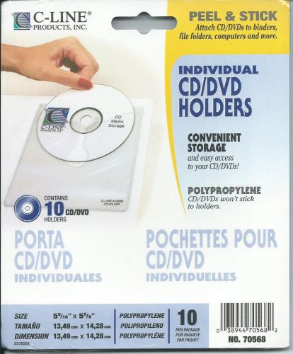 CD/DVD holders C-Line Products peel and stick 10 peer pack lot of 17