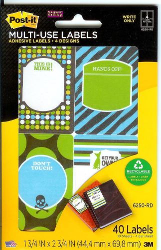 1 Pkg of 40 POST-IT Multi-Use Labels 6250-RD Write Only NEW NIP FAST FREE SHIP