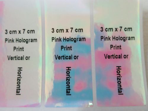 24 Pink Hologram Personalized Waterproof Name Stickers Labels Decals 3 x 7 cm