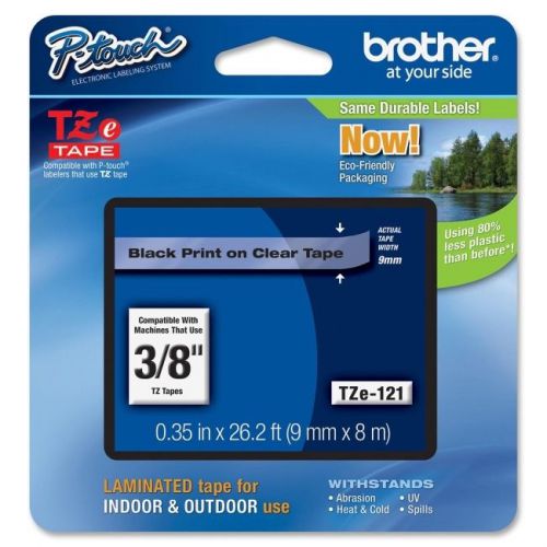 BROTHER INT L (SUPPLIES) TZE121  BLACK ON CLEAR FOR TZ