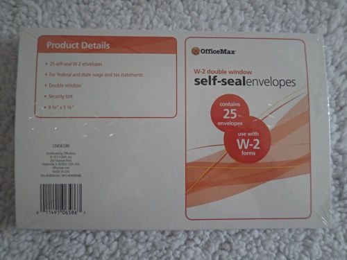 W-2 Double Window Self Seal Envelopes Tax Year 2013 Contains 25 Federal State