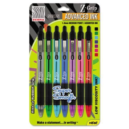 Zebra pen z-grip neon ballpoint retractable pen - medium pen point type (22907) for sale