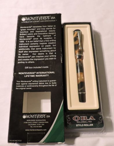 MONTEVERDE &#034;ORA&#034; Rollerball Hand Crafted Fine Point Pen - New in Box-  $29.95