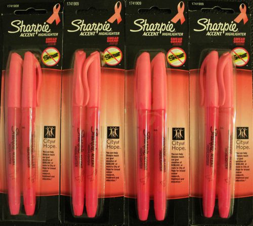 8 Sharpie Accent Pink Ribbon Fluorescent Pink Highlighters Smear Guard 1741909