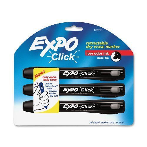 Expo dry erase marker - chisel marker point style - black ink - 3 / (1741918) for sale