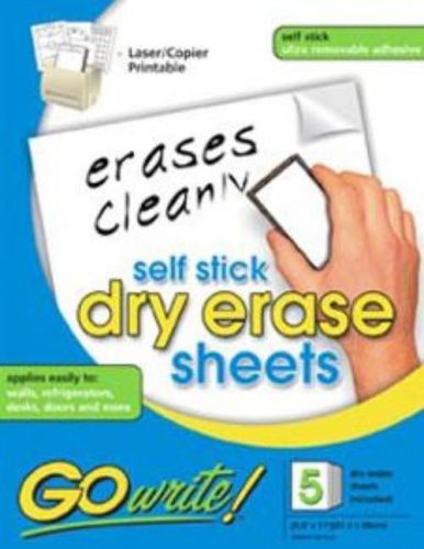 Pacon GoWrite! Dry Erase Sheets Adhesive 8-1/2&#039;&#039; x 11&#039;&#039; 5 Sheets