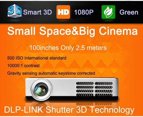 WiFi DLP Mini 3D HD Portable Projector Home Video Theater Pocket HDMI 3LED 1080P