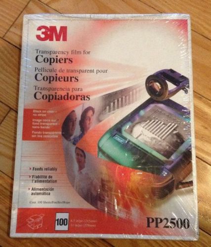 3M PP2500 Transparency Film For Copiers 100 Sheets 8 1/2&#034; x 11&#034; NEW SEALED
