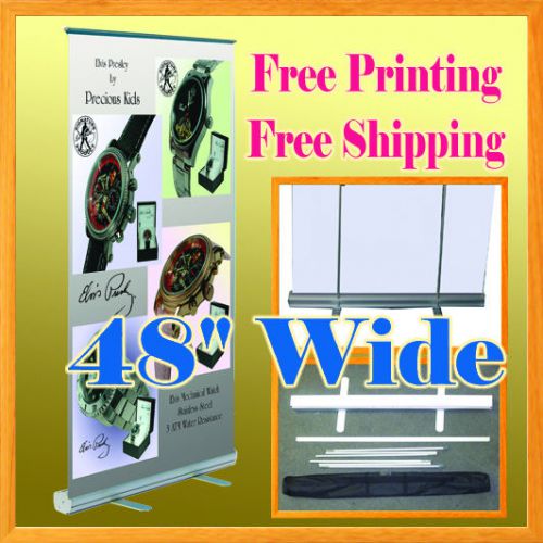 47&#034; Retractable Roll Up Banner Stand FREE GRAPHIC PRINTING 48&#034; Aluminum Housing