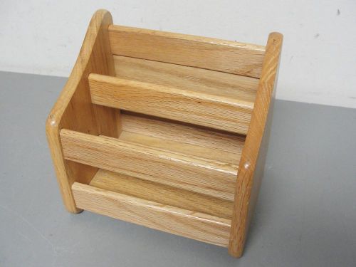 Oak recipe card wood pamphlet holder counter-top wooden storage display rack for sale