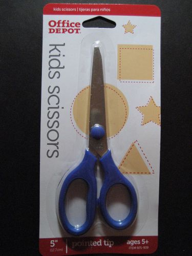 Scissors *NEW* Office Depot 5&#034; pointed tip scissors - blue handle