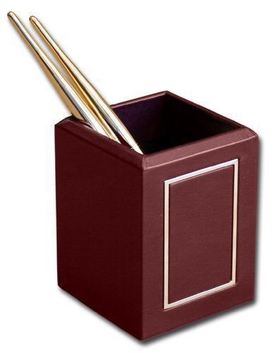 Dacasso 24-karat gold tooled burgundy leather pencil cup for sale