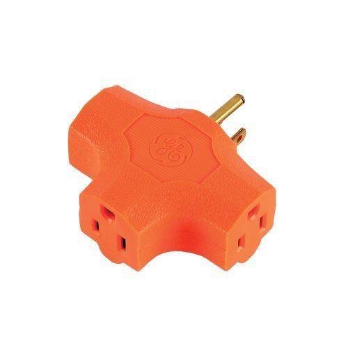 50281 3-Grounded Outlet T-Shaped Adapter  Orange