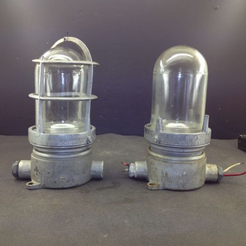 A Pair Of  Industrial Cage Lights -Appleton Electric - Steampunk - Machine Age