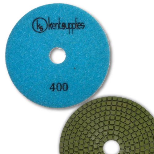 KENT Premium Quality 5&#034; WET Diamond Polishing Pad, 3mm Thick, Grit 400, Granite