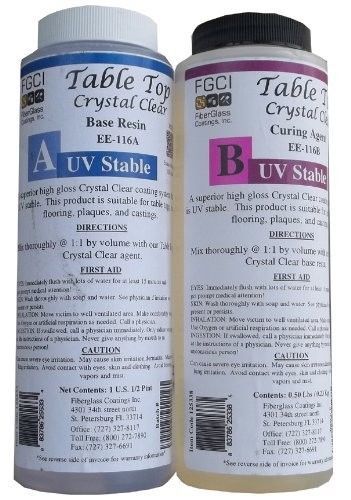 Epoxy Table Top Resin, 1 Pint Kit, Crystal Clear, Includes Part A &amp; B 135371