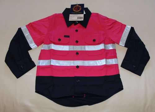 Ritemate Australia Kids Pink Navy Long Sleeve Shirt Reflective Size 7 - 8 New