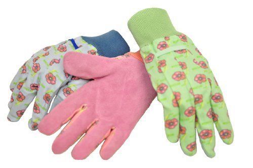 NEW G &amp; F Womens Gardener Gloves with Assorted Canvas Flower Print  Suede Leathe