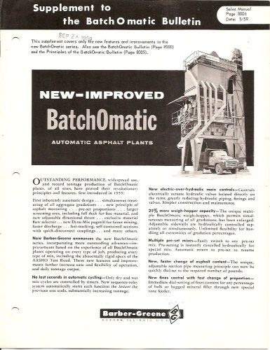 Equipment Brochure - Barber-Greene - BatchOmatic Asphalt Plant - 2 items (E1674)