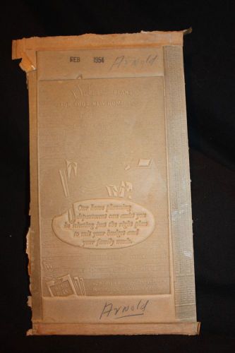 Vintage printing ad mat plate building plans, arnold lumber red lion, pa for sale