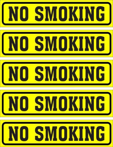 LOT OF 5 GLOSSY STICKERS, NO SMOKING, FOR INDOOR OR OUTDOOR USE