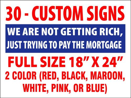 30 - Political / Business Custom Yard Signs 2 COLORS 2 Sided  w/Stakes