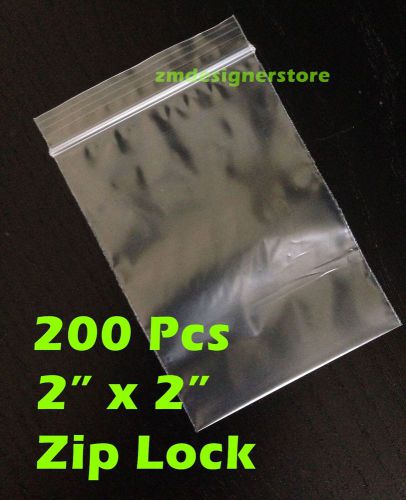 200 2x2 Square Zip Lock 2Mils Clear PVC Plastic Package Bag Coins Beads Jewelry