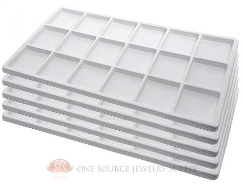 5 White Insert Tray Liners W/ 18 Compartments Drawer Organizer Jewelry Displays