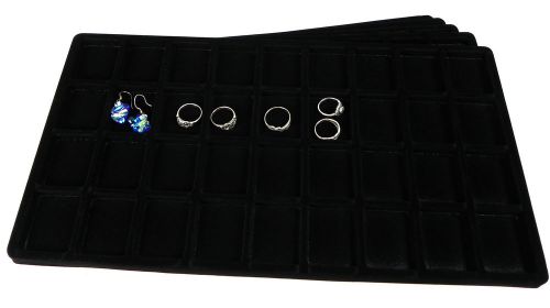 6-36 Compartment Black Tray Inserts  Display Jewelry Flocked 36 section