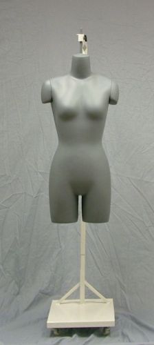 Female 3/4 body sewing dress form removable shoulders w/ wheel base (hwb7 .63) for sale
