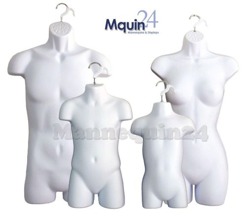Male, female, child &amp; toddler(a set of 4 pcs)mannequins forms for hanging -white for sale