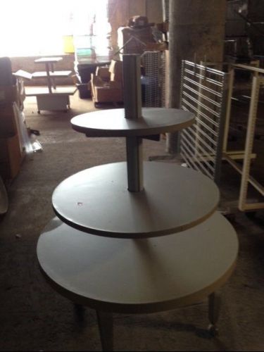 3 tier display tables lot round used clothing shoe store fixtures impulse items for sale